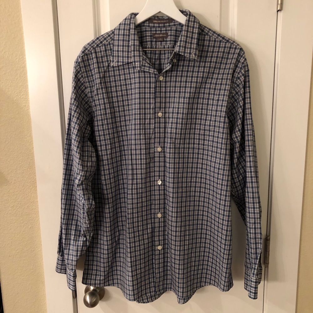 Men’s Eddie Bauer Long Sleeve Plaid Dress Shirt (A1)